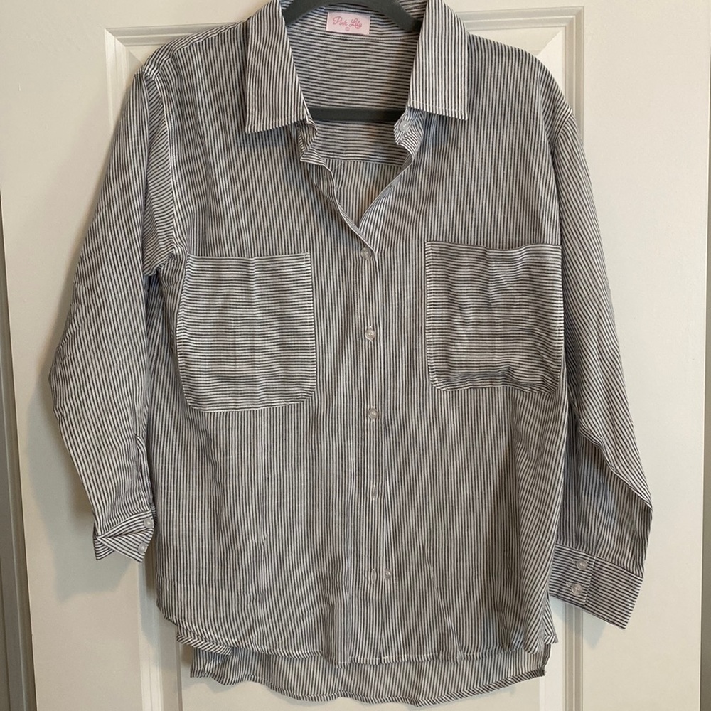 Striped linen button down